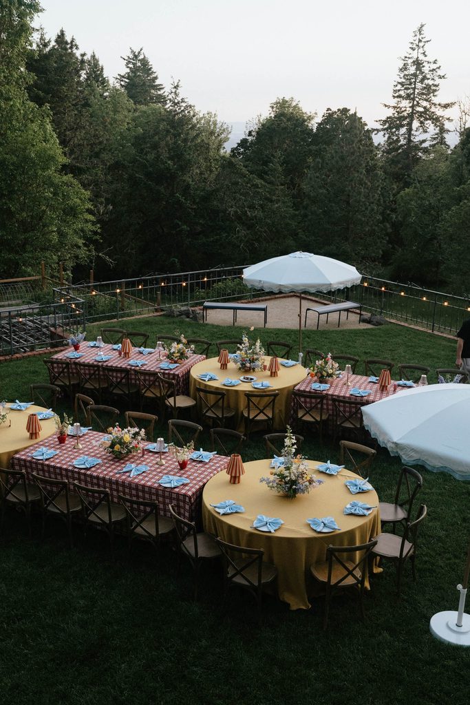 Reception set up for Mount tom house on main lawn