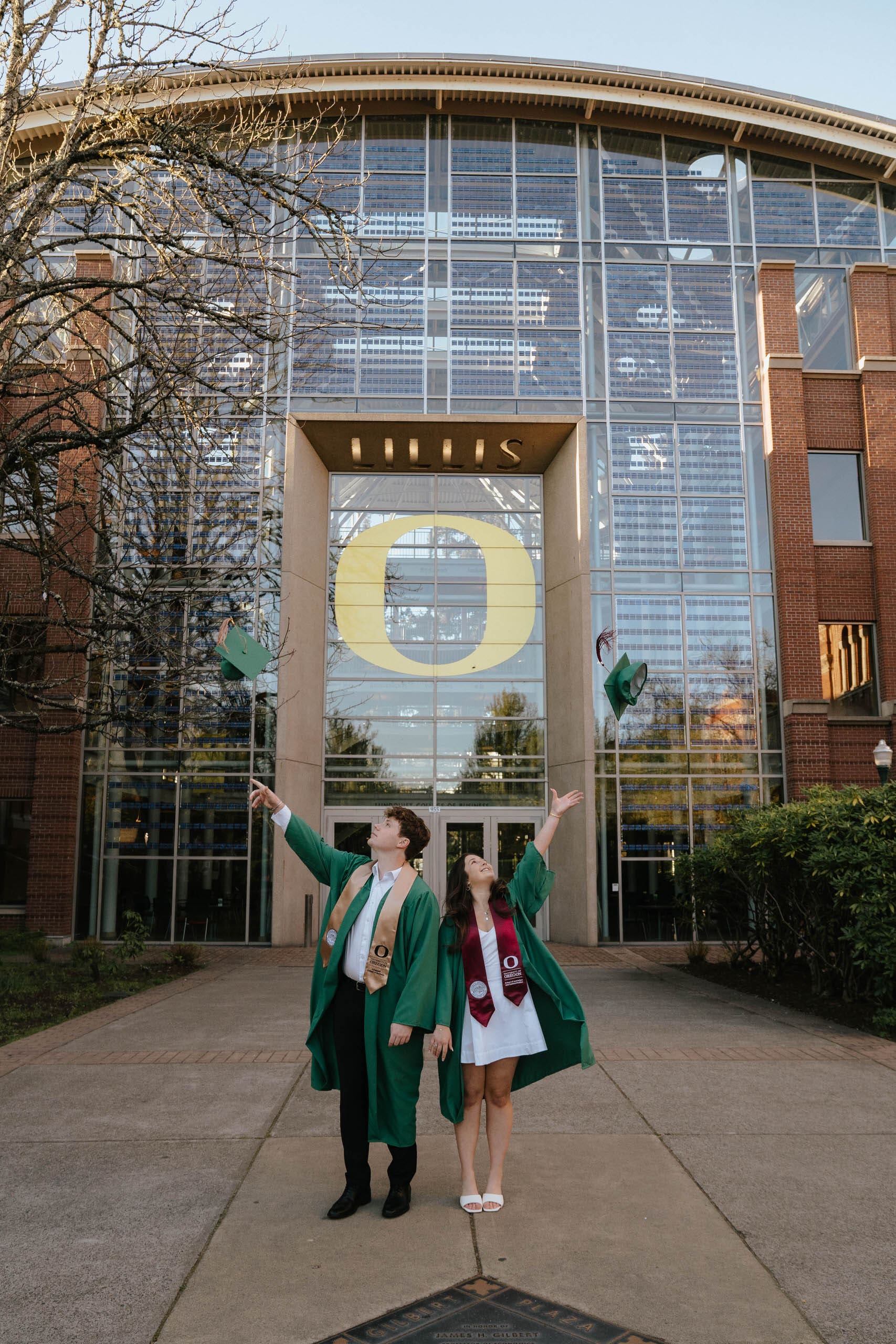Throwing graduations cap at university of oregon